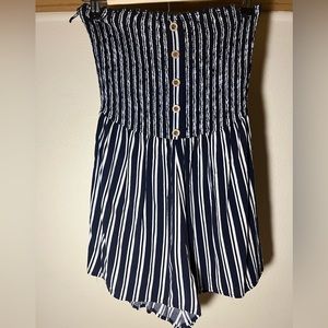 Blue striped romper - size medium